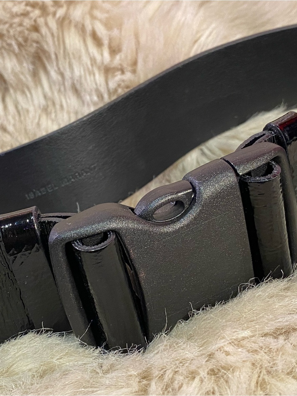 Isabel Marant Black Patent Leather Men’s Belt Bag with Matte Buckle